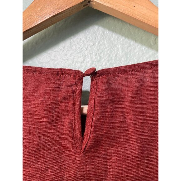 Elk French 100% Linen Midi Shirt Short Sleeves Copper Dress Size‎ 8 - Picture 10 of 11